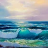 Fashion Olieverfschilderij van een heldere zee fotobehang Kunst & Design
