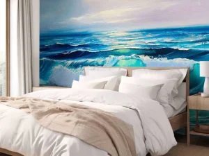 Fashion Olieverfschilderij van een heldere zee fotobehang Kunst & Design