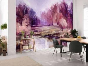 Sale Olieverfschilderij van een prachtig kleurrijk landschap fotobehang Kunst & Design