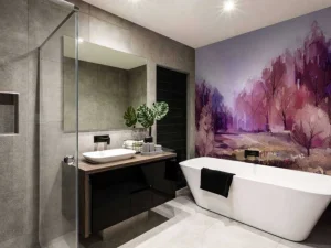 Sale Olieverfschilderij van een prachtig kleurrijk landschap fotobehang Kunst & Design