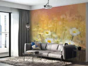 Sale Olieverfschilderij van kamille bloemen fotobehang Kunst & Design | Bloemen