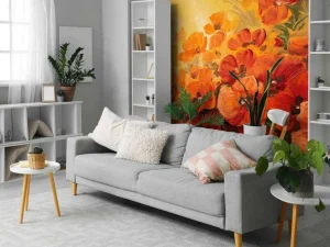 Best Olieverfschilderij van klaprozen fotobehang Kunst & Design | Bloemen