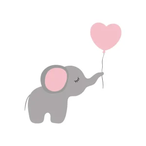 New Olifant met een hartvormige ballon fotobehang Babykamer