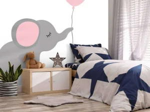 New Olifant met een hartvormige ballon fotobehang Babykamer