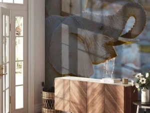 New Olifanten drinken water fotobehang Dieren