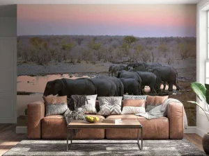 Sale Olifanten langs het water fotobehang Dieren