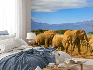 Best Olifanten met de Kilimanjaro berg op de achtergrond fotobehang Dieren