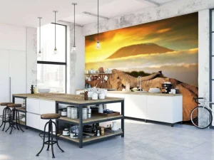 Clearance Olifanten spelen bij zonsondergang fotobehang Dieren