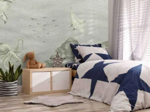 Online Onderwater wereld met haaien in groen Kinderkamer | Dieren