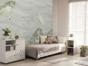 Online Onderwater wereld met haaien in groen Kinderkamer | Dieren