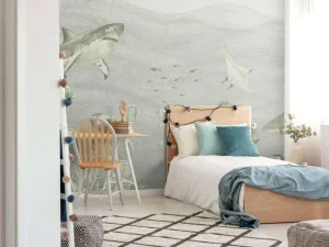 Online Onderwater wereld met haaien in groen Kinderkamer | Dieren