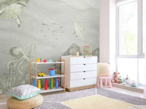 Online Onderwater wereld met haaien in groen Kinderkamer | Dieren