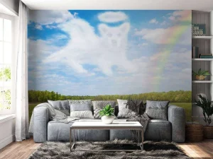 Best Open veld met Hond Engel wolk fotobehang Kinderkamer | Dieren