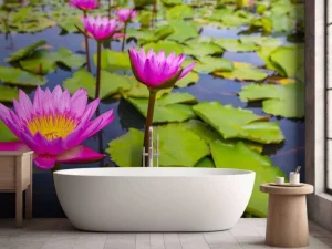 Fashion Opvallende roze lotusbloem fotobehang Bloemen