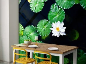 Fashion Opvallende witte kleine lotusbloem fotobehang Bloemen