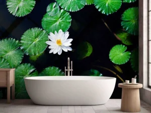 Fashion Opvallende witte kleine lotusbloem fotobehang Bloemen
