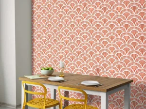 Hot Oranje golfjes print fotobehang Hobbykamer | Gang