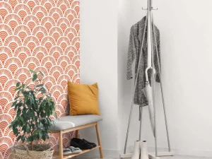 Hot Oranje golfjes print fotobehang Hobbykamer | Gang