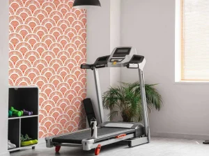 Hot Oranje golfjes print fotobehang Hobbykamer | Gang