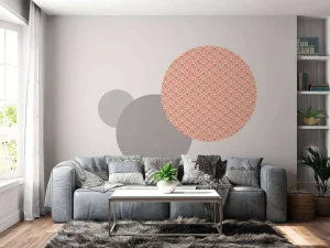 Hot Oranje golfjes print fotobehang Hobbykamer | Gang