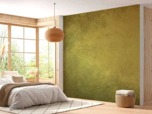 New Oude geel-groene muur fotobehang Gang | Oppervlakten