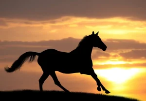 Outlet Paard tijdens Zonsondergang fotobehang Tienerkamer | Kinderkamer