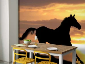 Outlet Paard tijdens Zonsondergang fotobehang Tienerkamer | Kinderkamer