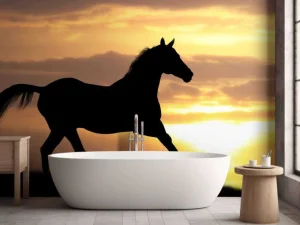 Outlet Paard tijdens Zonsondergang fotobehang Tienerkamer | Kinderkamer