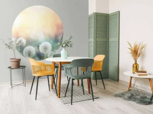 Best Paardebloem design met gekleurde achtergrond fotobehang Bloemen