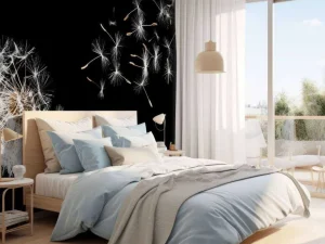 Best Paardebloem met een zwarte achtergrond fotobehang Keuken | Hobbykamer