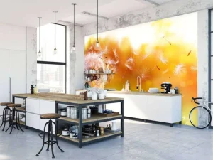 Best Paardebloemen onder rood licht fotobehang Bloemen