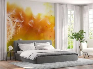 Best Paardebloemen onder rood licht fotobehang Bloemen