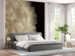 Best Paardenbloem met zwarte achtergrond fotobehang Bloemen