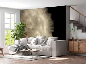 Best Paardenbloem met zwarte achtergrond fotobehang Bloemen