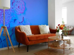 Online Paars modern kunstwerk fotobehang Tienerkamer | Bloemen