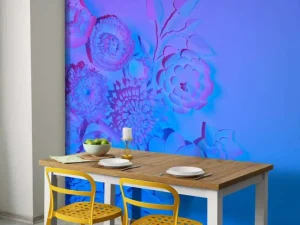 Online Paars modern kunstwerk fotobehang Tienerkamer | Bloemen