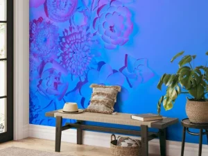 Online Paars modern kunstwerk fotobehang Tienerkamer | Bloemen