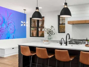 Online Paars modern kunstwerk fotobehang Tienerkamer | Bloemen