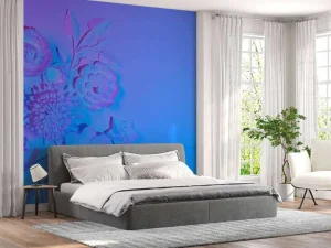 Online Paars modern kunstwerk fotobehang Tienerkamer | Bloemen
