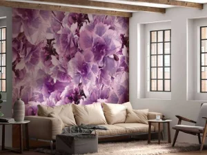 Online Paars-roze klaprozen design fotobehang Hobbykamer | Bloemen