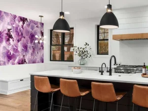 Online Paars-roze klaprozen design fotobehang Hobbykamer | Bloemen
