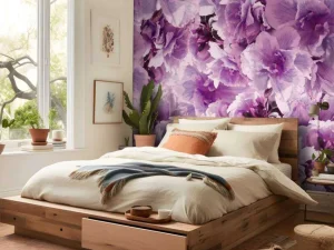 Online Paars-roze klaprozen design fotobehang Hobbykamer | Bloemen