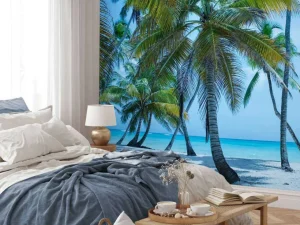 Discount Palmbomen op een Caribisch eiland fotobehang Bloemen
