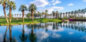 Discount Palmbomen op een golfbaan fotobehang Sport