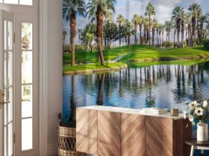 Discount Palmbomen op een golfbaan fotobehang Sport