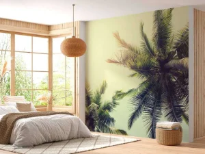 Sale Palmboom Bladeren Vintage fotobehang Bloemen