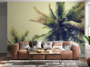 Sale Palmboom Bladeren Vintage fotobehang Bloemen