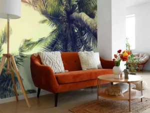 Sale Palmboom Bladeren Vintage fotobehang Bloemen