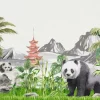 Sale Panda's in bamboo jungle Kinderkamer