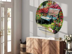 Online Park met kleurrijke tulpen fotobehang Architectuur